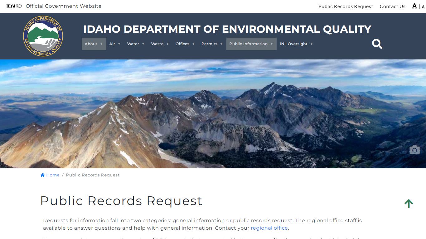 Public Records Request | Idaho Department of Environmental ...