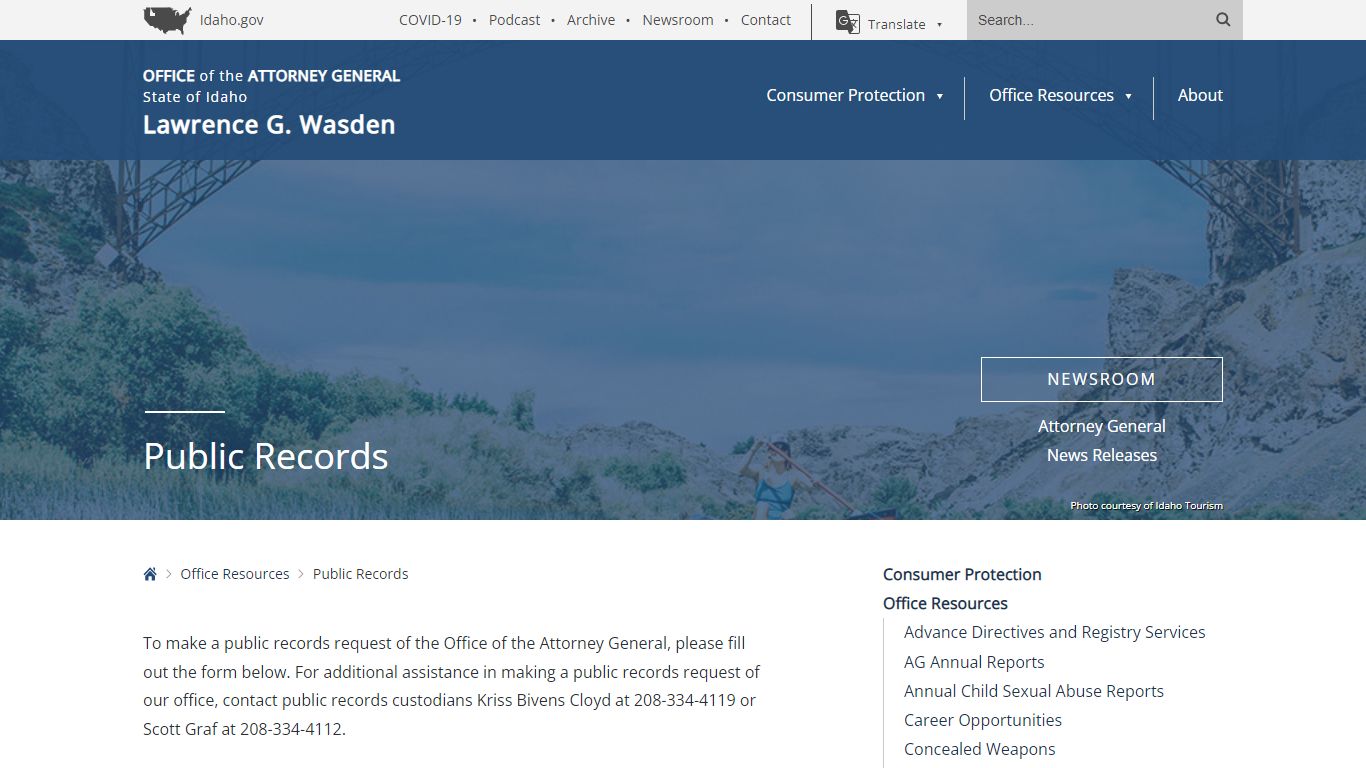 Public Records - Idaho Office of Attorney General